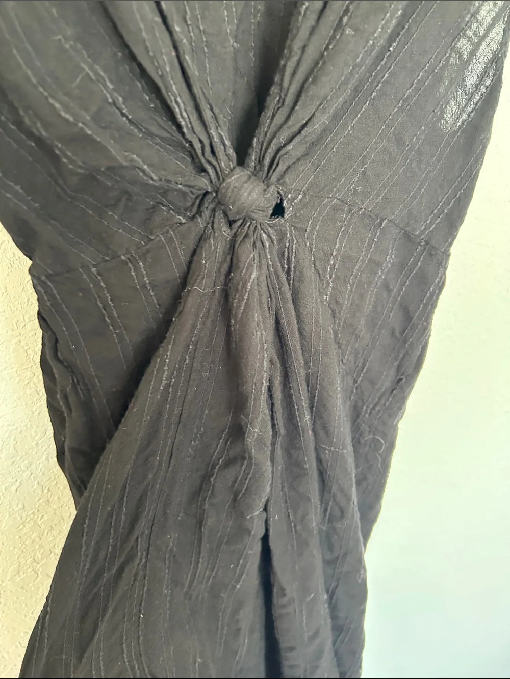 L*Space Black Knot Front Maxi Swim Cover Up Dress S/M Deep V Gauze